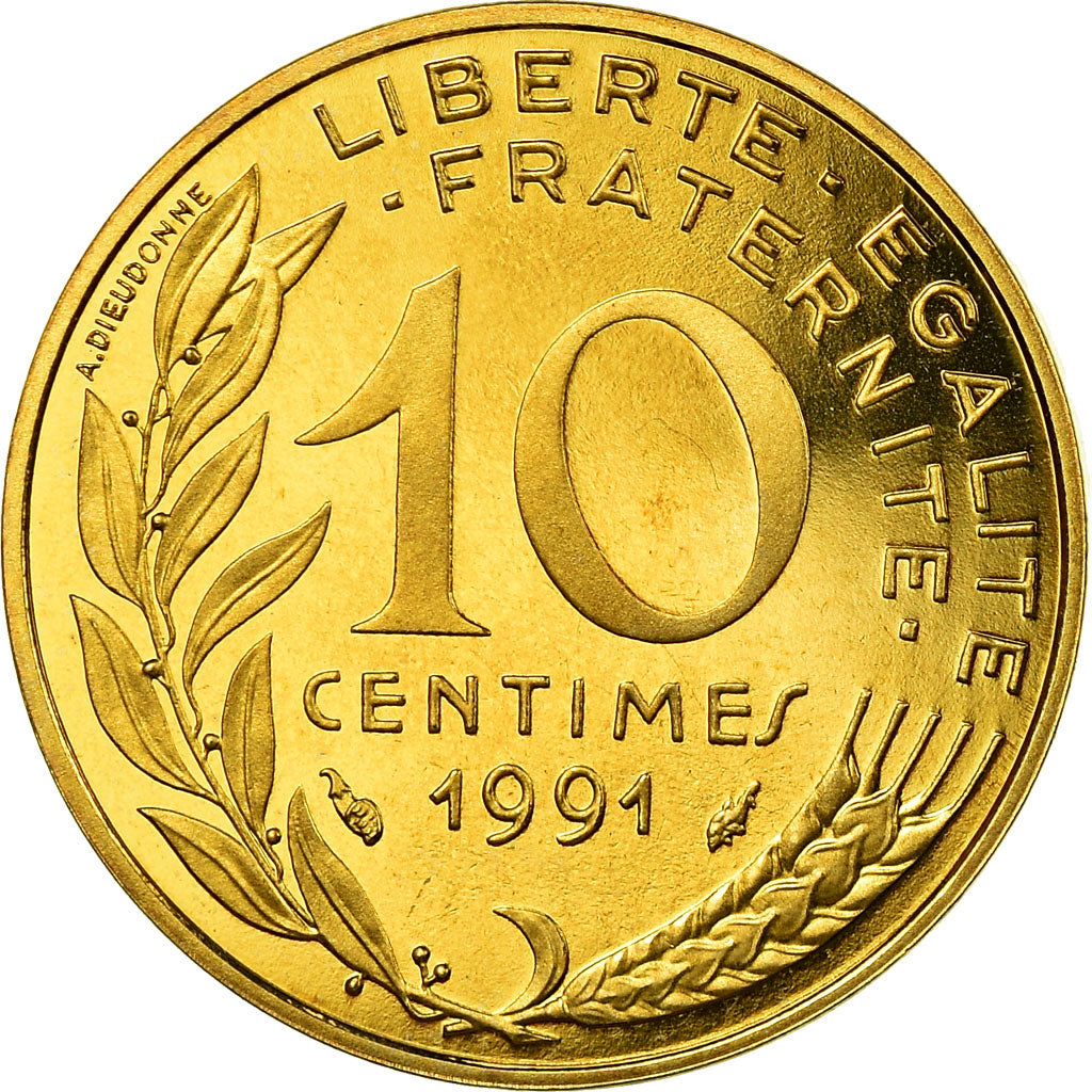 Moneta, Francia, Marianne, 10 Centimes, 1991, Paris, Proof, FDC