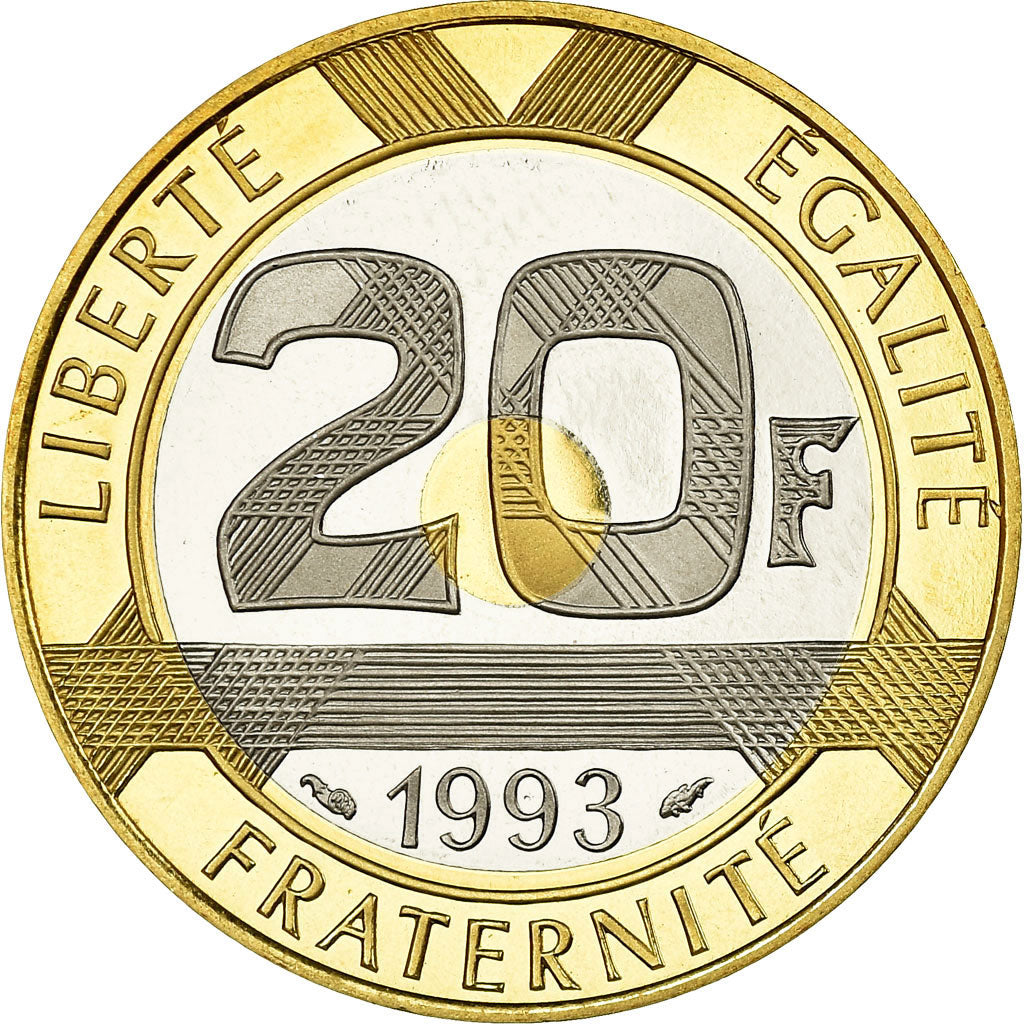 Coin, France, Mont Saint Michel, 20 Francs, 1993, Paris, Proof, MS(65-70)