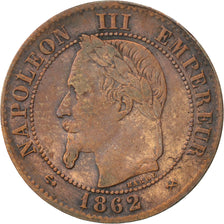 Francia, Napoleon III, Napoléon III, 2 Centimes, 1862, Bordeaux, BB, Bronzo,...