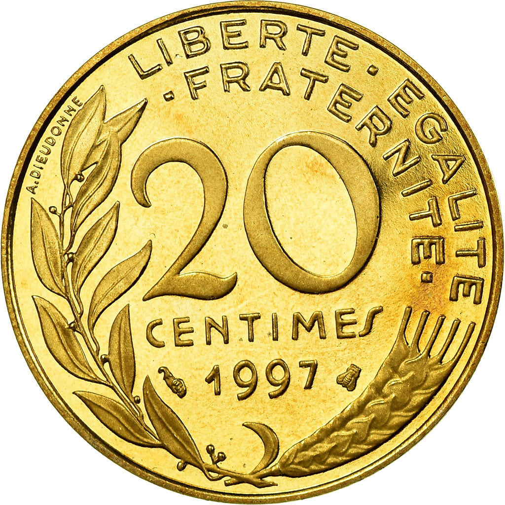 Munten, Frankrijk, Marianne, 20 Centimes, 1997, Paris, Proof, FDC