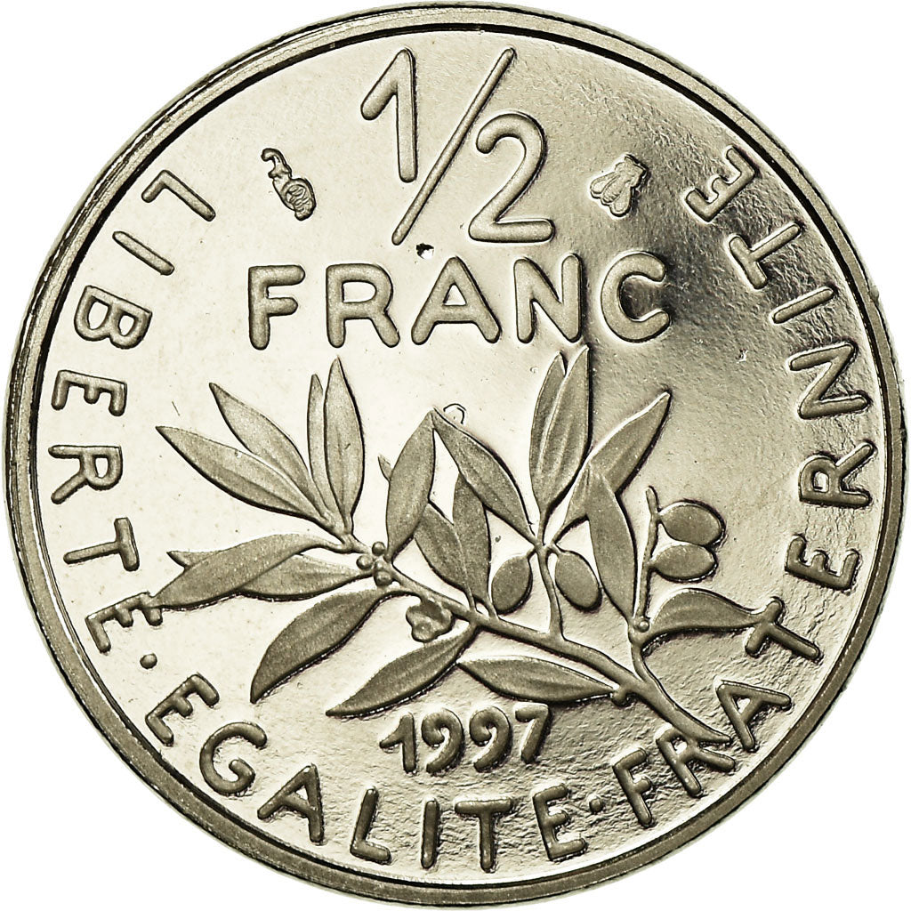 Moneta, Francja, Semeuse, 1/2 Franc, 1997, Paris, Proof, MS(65-70), Nikiel