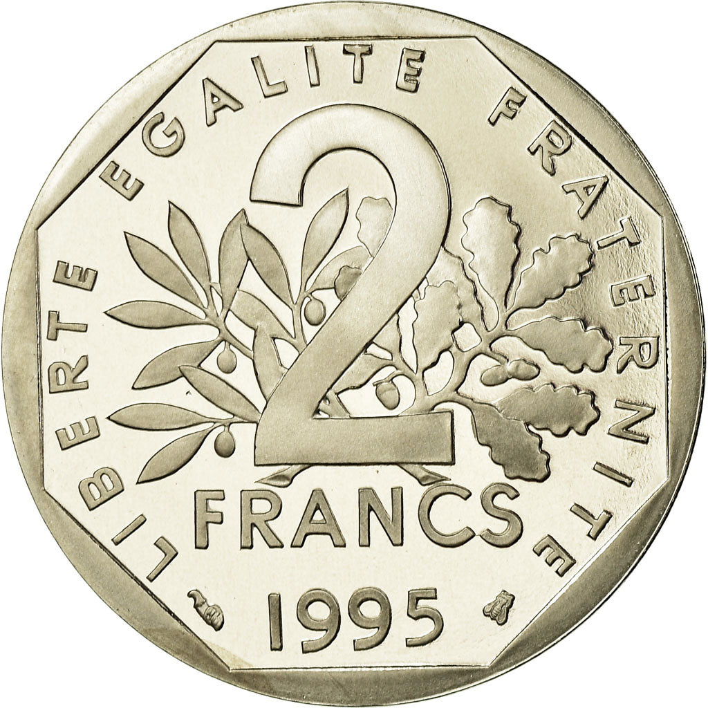 Moneda, Francia, Semeuse, 2 Francs, 1995, Paris, Proof, FDC, Níquel, KM:942.2