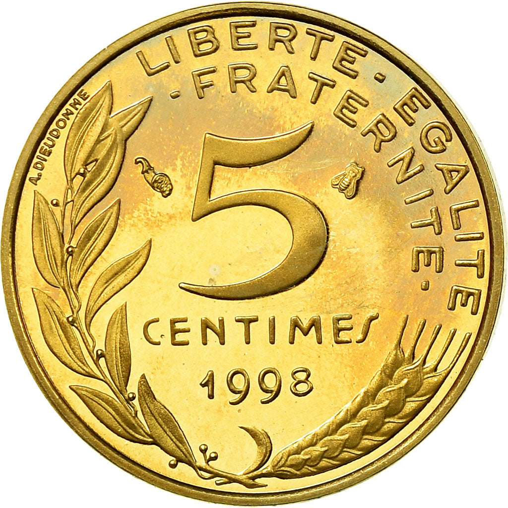 Coin, France, Marianne, 5 Centimes, 1998, Paris, Proof, MS(65-70)