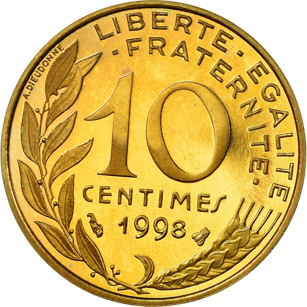 Munten, Frankrijk, Marianne, 10 Centimes, 1998, Paris, Proof, FDC