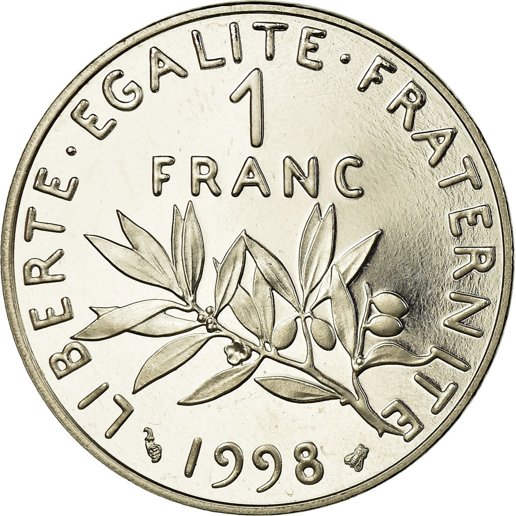 Moeda, França, Semeuse, Franc, 1998, Paris, Proof, MS(65-70), Níquel