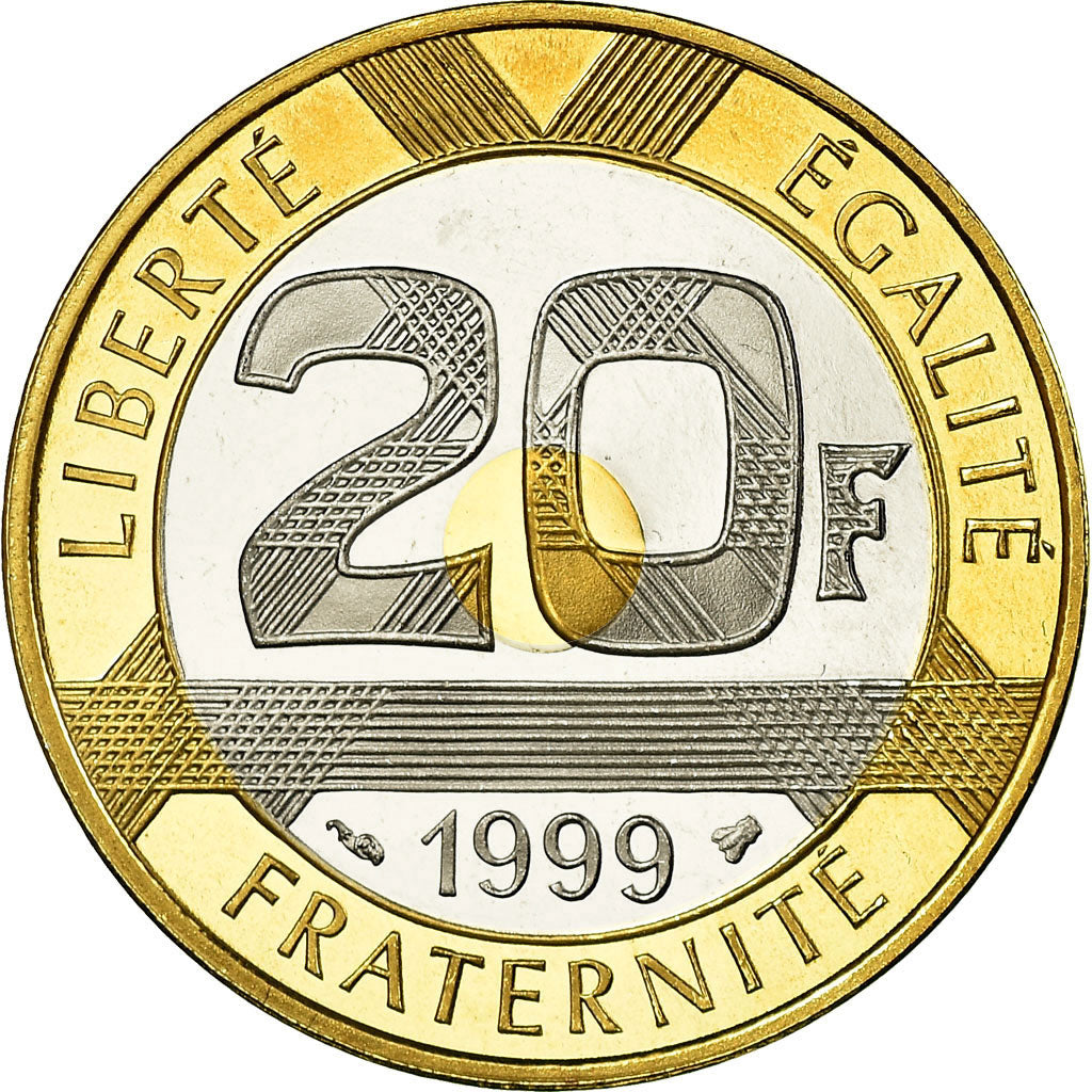 Moeda, França, Mont Saint Michel, 20 Francs, 1999, Paris, Proof, MS(65-70)