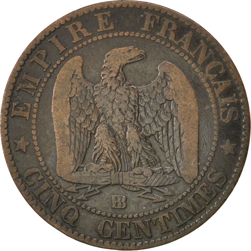 Francia, Napoleon III, Napoléon III, 5 Centimes, 1856, Strasbourg, MB, Bronz...