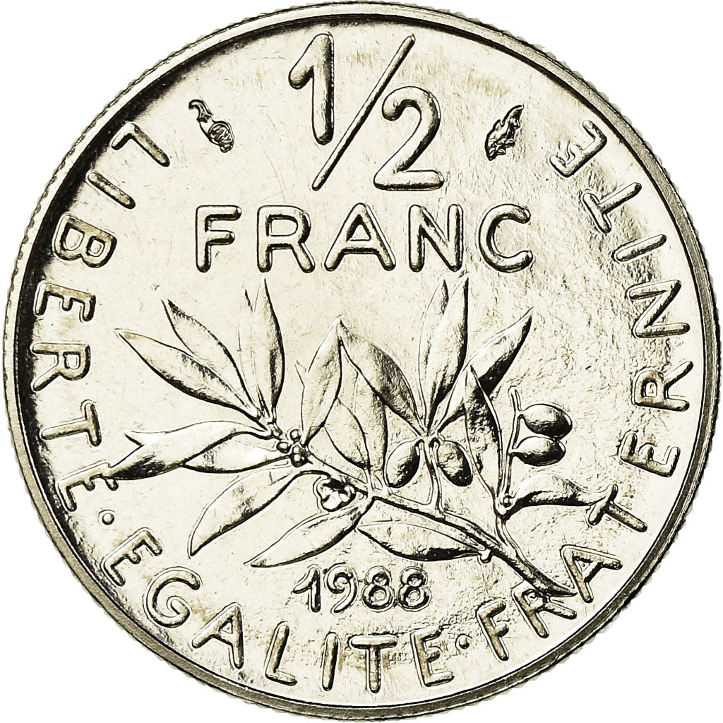Coin, France, Semeuse, 1/2 Franc, 1988, Paris, MS(65-70), Nickel, KM:931.1