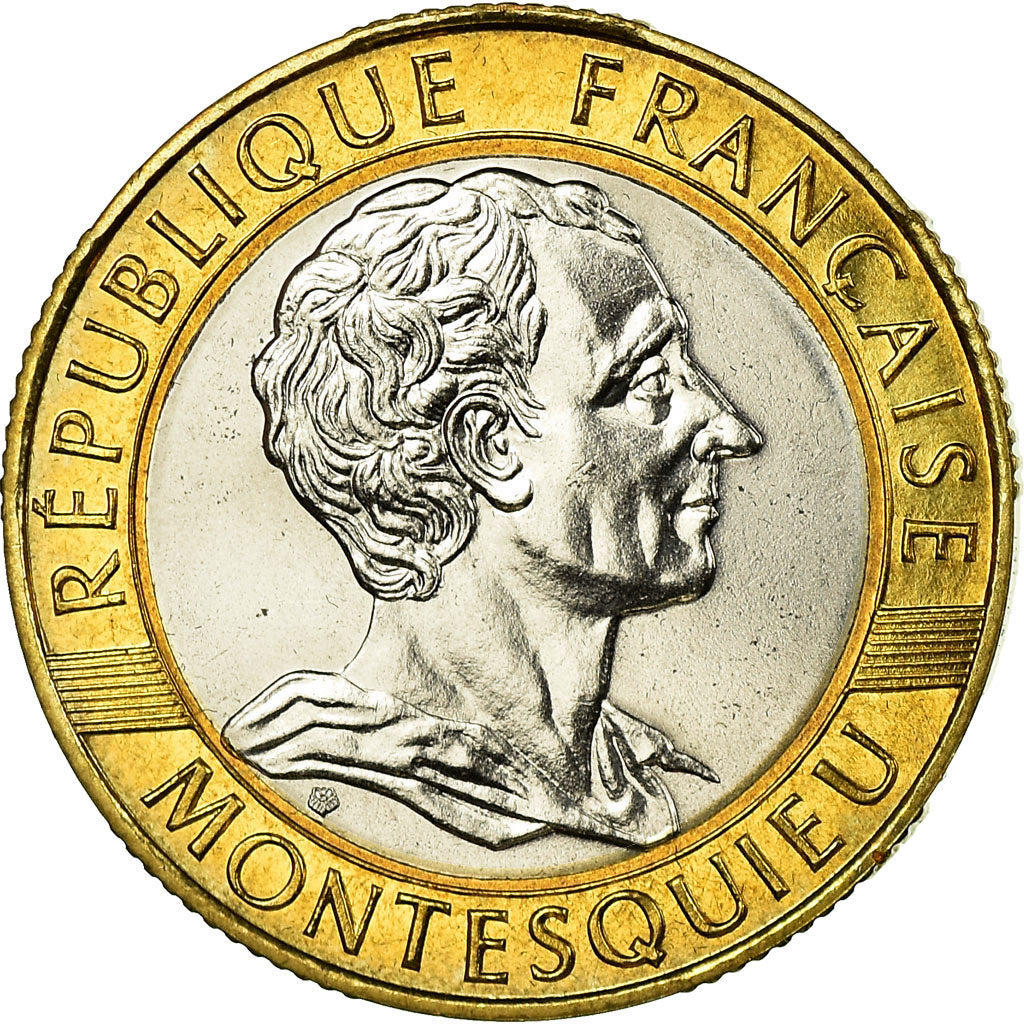 Coin, France, Montesquieu, 10 Francs, 1989, Paris, MS(65-70), Bi-Metallic
