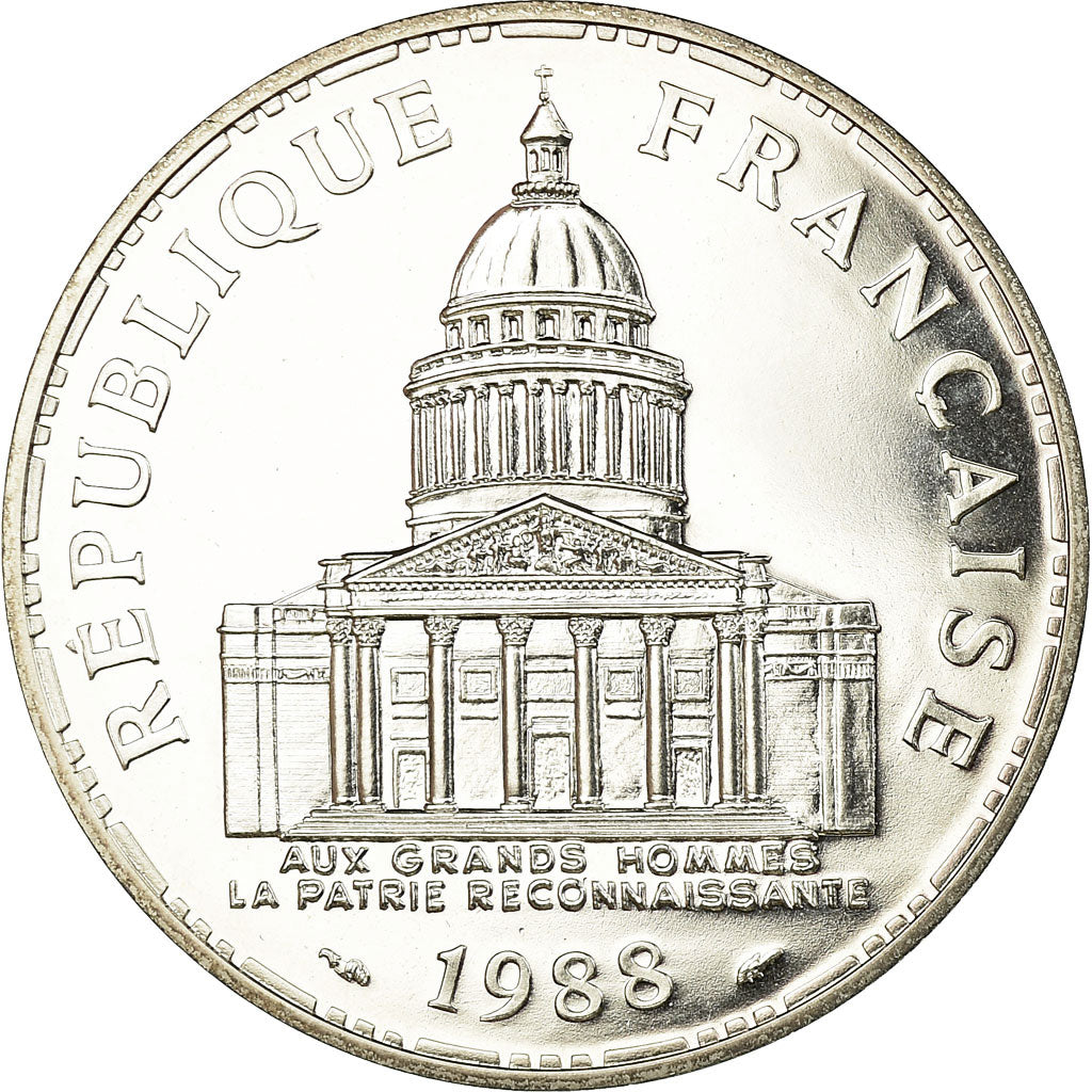 Moneda, Francia, Panthéon, 100 Francs, 1988, Paris, FDC, Plata, KM:951.1