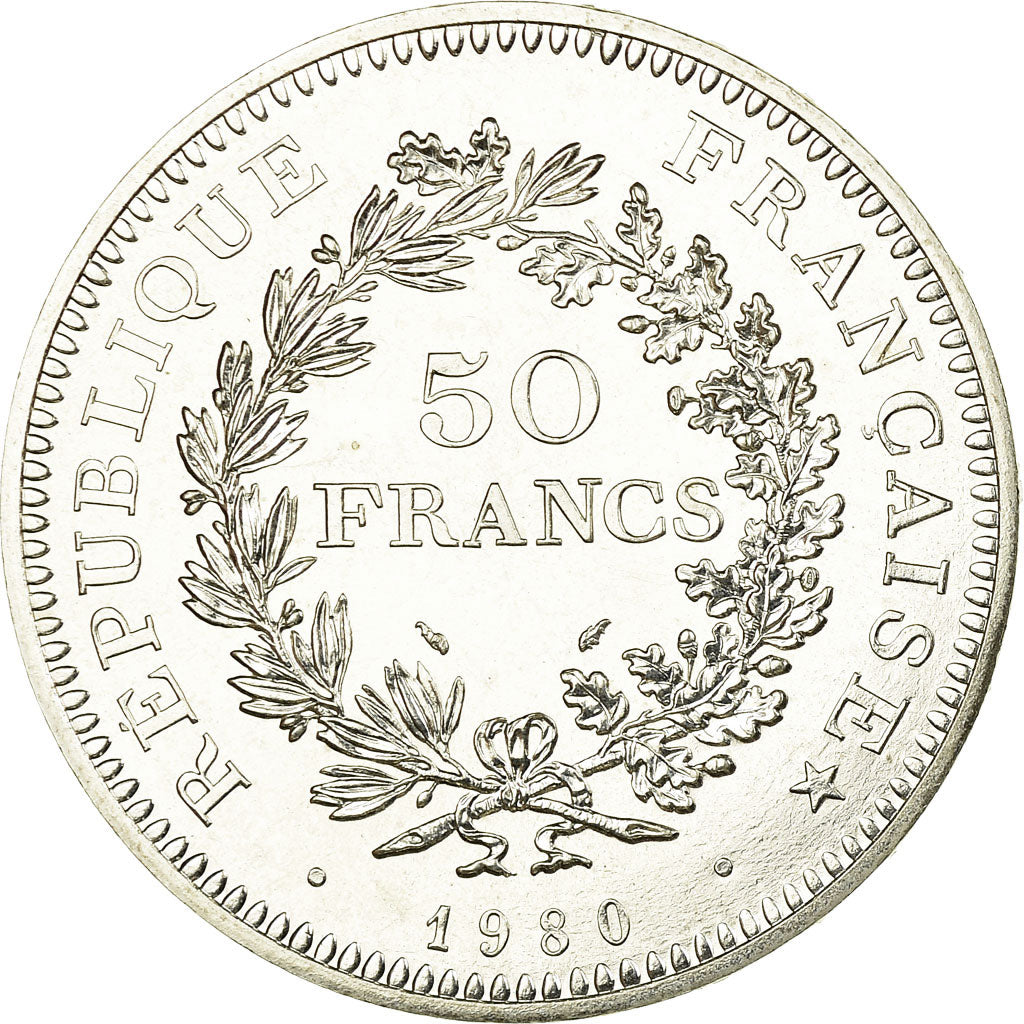 Coin, France, Hercule, 50 Francs, 1980, Paris, MS(65-70), Silver, KM:941.1
