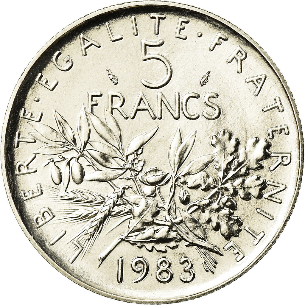 Münze, Frankreich, Semeuse, 5 Francs, 1983, Paris, STGL, Nickel Clad