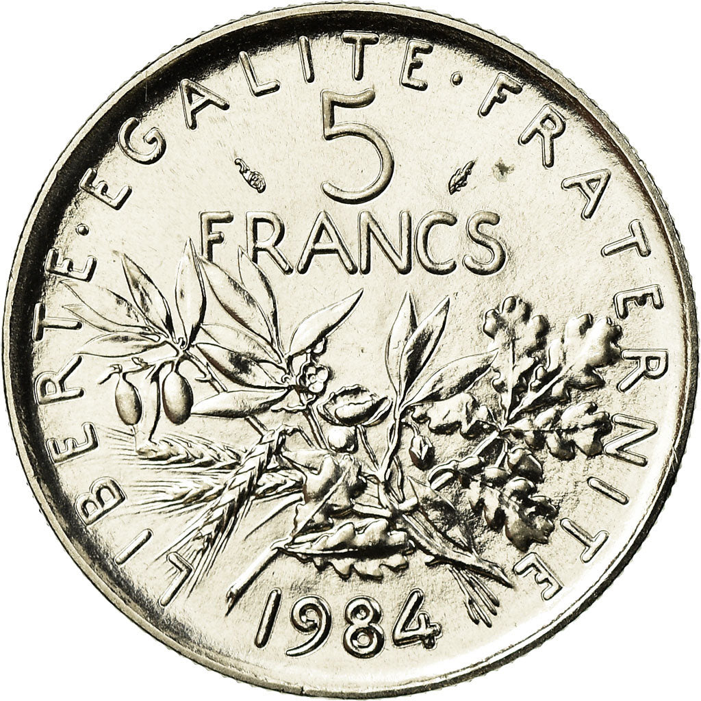 Moneta, Francia, Semeuse, 5 Francs, 1984, Paris, FDC, Nichel placcato