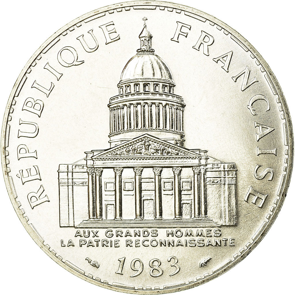 Moneda, Francia, Panthéon, 100 Francs, 1983, Paris, FDC, Plata, KM:951.1