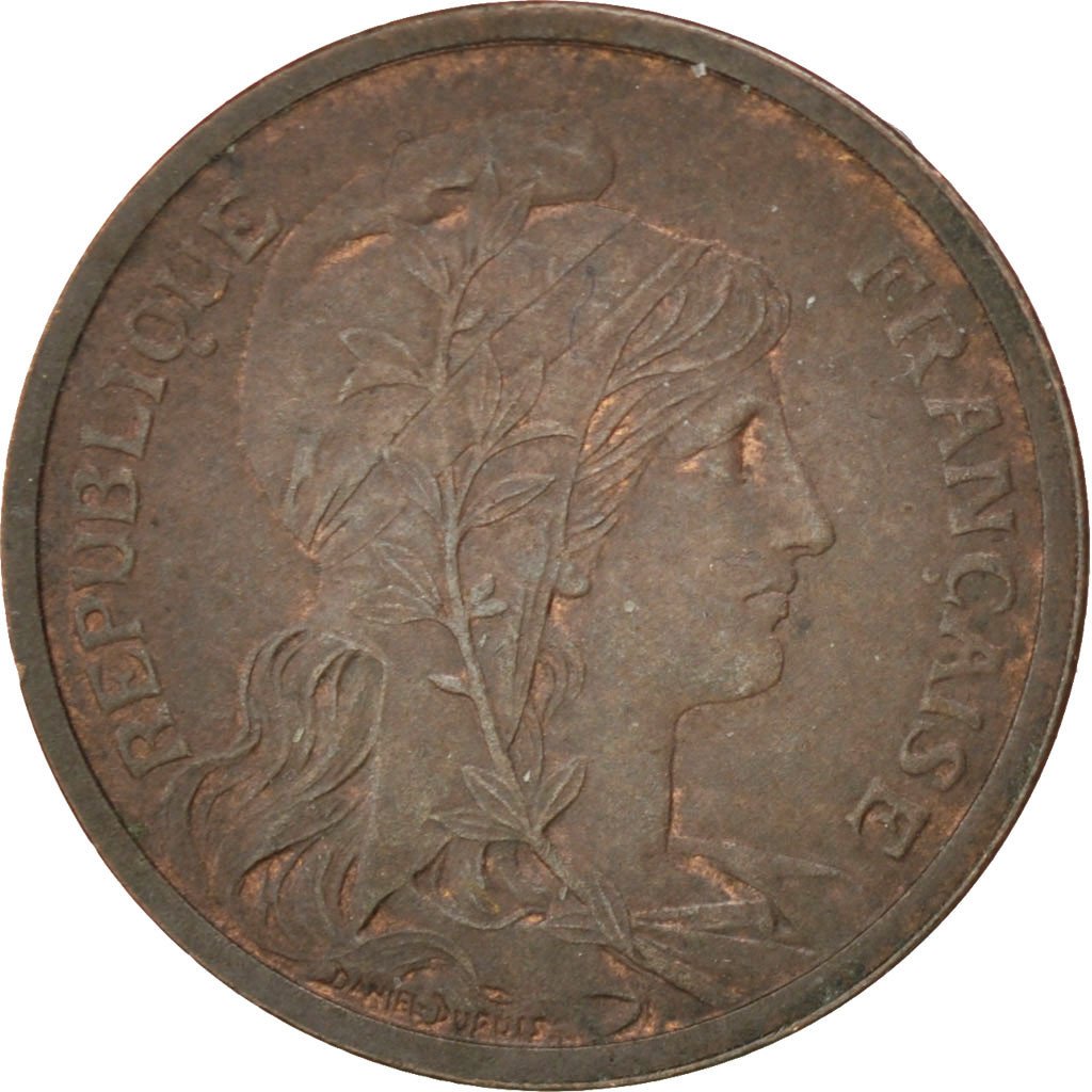 FRANCE, Dupuis, 2 Centimes, 1914, Paris, KM #841, AU(50-53), Bronze, 20.2,...