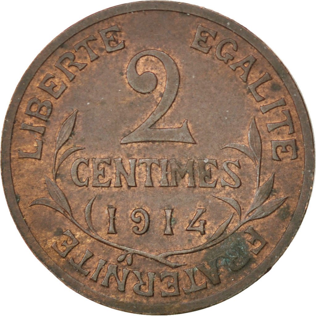 FRANCE, Dupuis, 2 Centimes, 1914, Paris, KM #841, AU(50-53), Bronze, 20.2,...