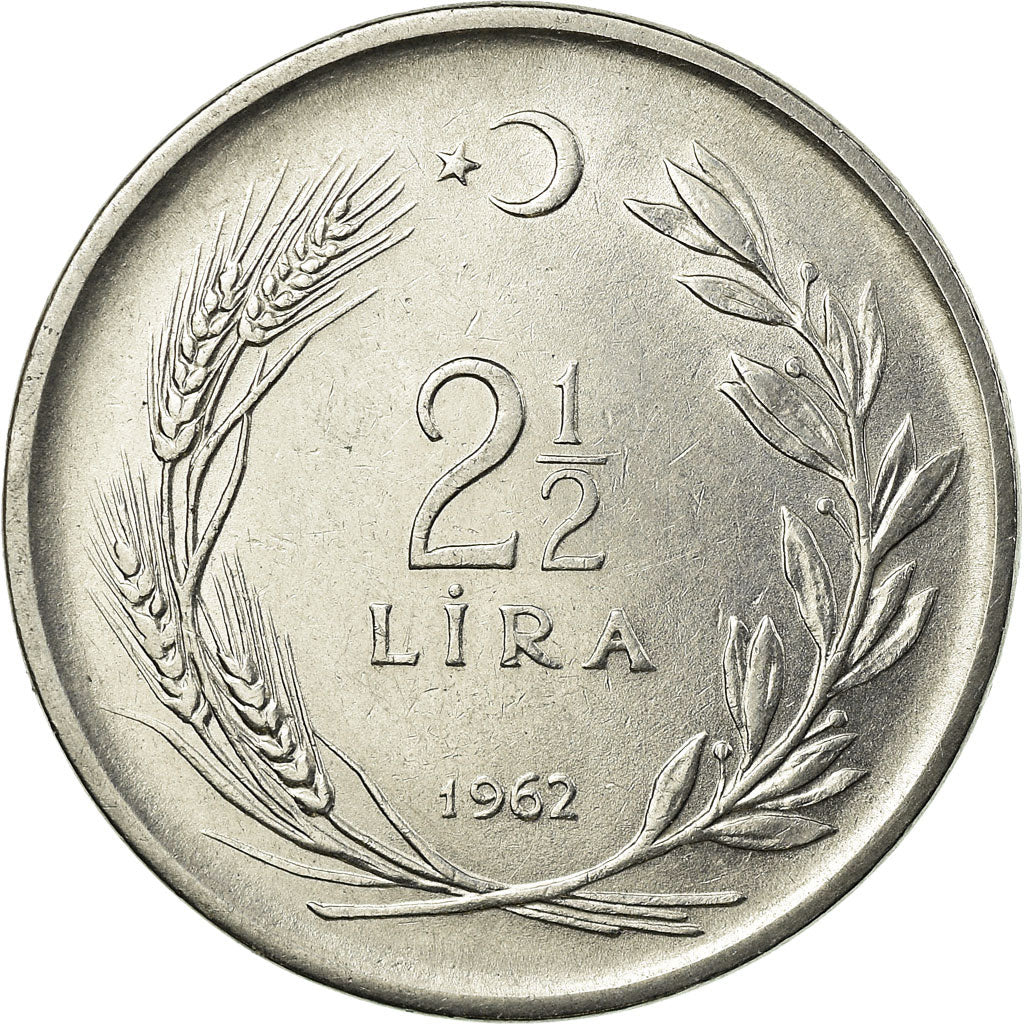Moneta, Turchia, 2-1/2 Lira, 1962, BB, Acciaio inossidabile, KM:893.1