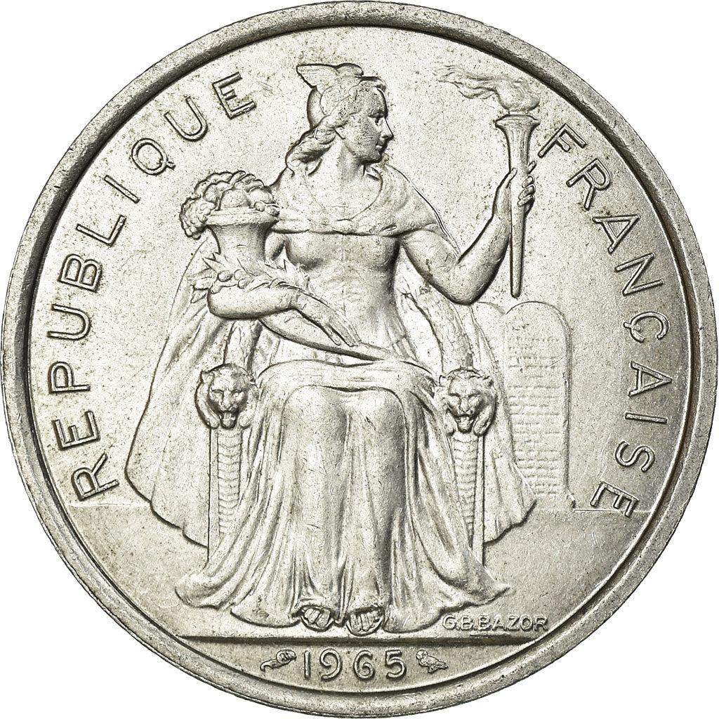 Coin, French Polynesia, 5 Francs, 1965, AU(55-58), Aluminum, KM:4