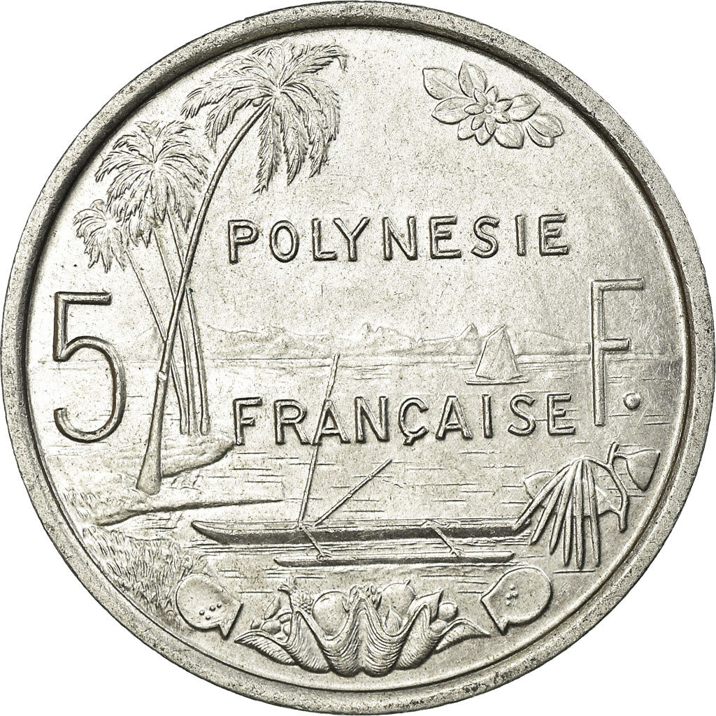 Coin, French Polynesia, 5 Francs, 1965, AU(55-58), Aluminum, KM:4