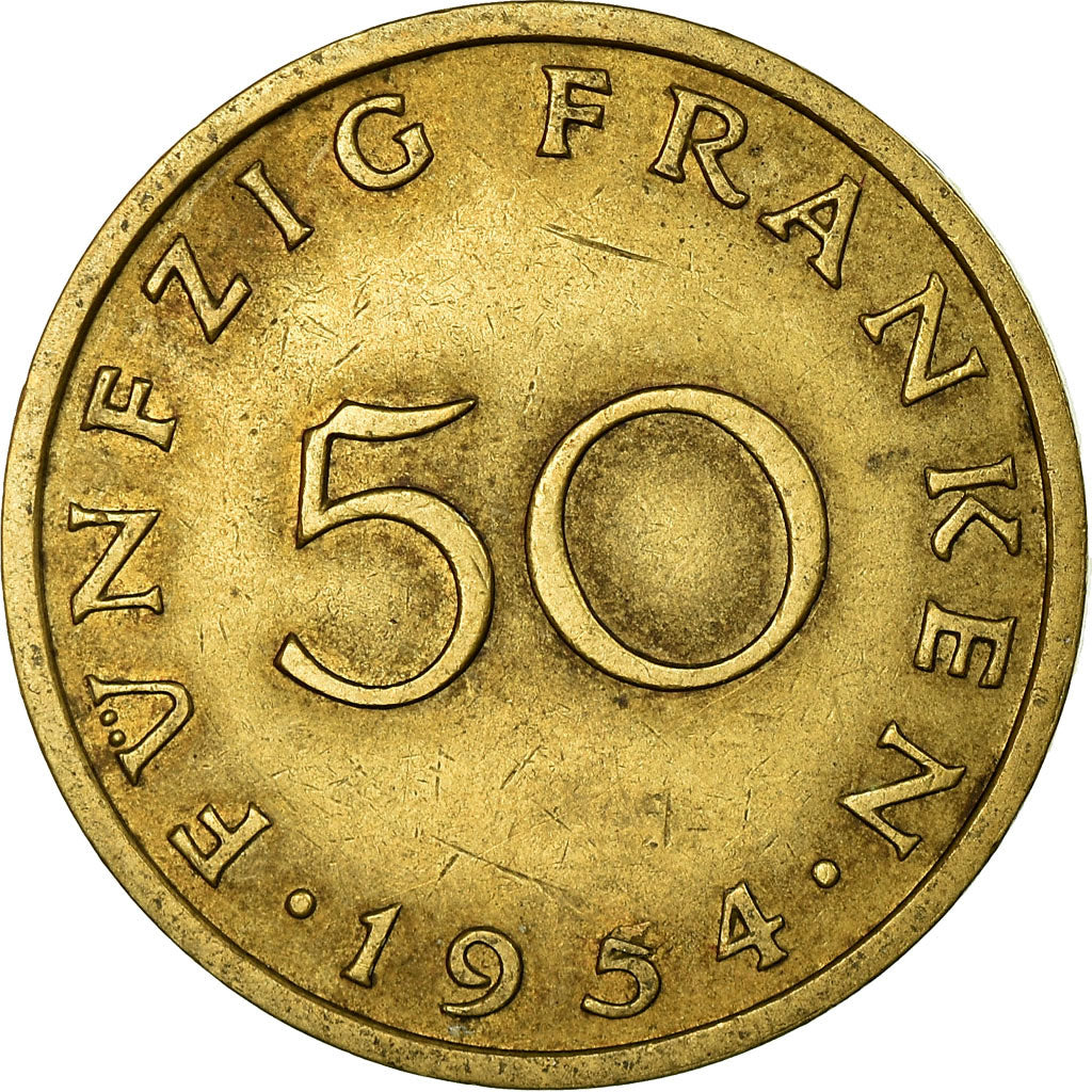Moneta, SAARLAND, 50 Franken, 1954, Paris, BB, Alluminio-bronzo, KM:3