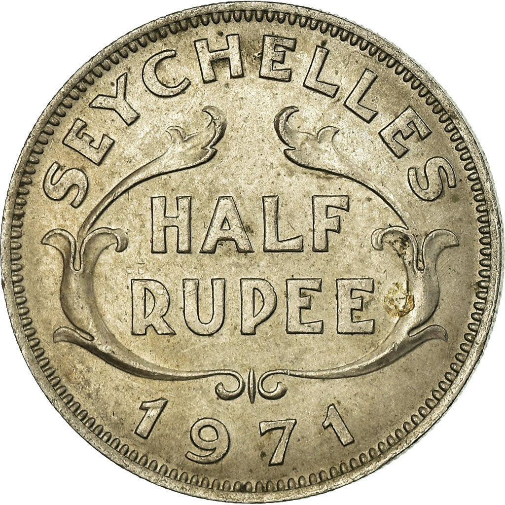 Coin, Seychelles, 1/2 Rupee, 1971, EF(40-45), Copper-nickel, KM:12
