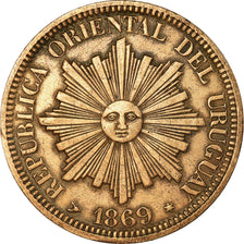Coin, Uruguay, 4 Centesimos, 1869, Uruguay Mint, Birmingham, EF(40-45), Bronze