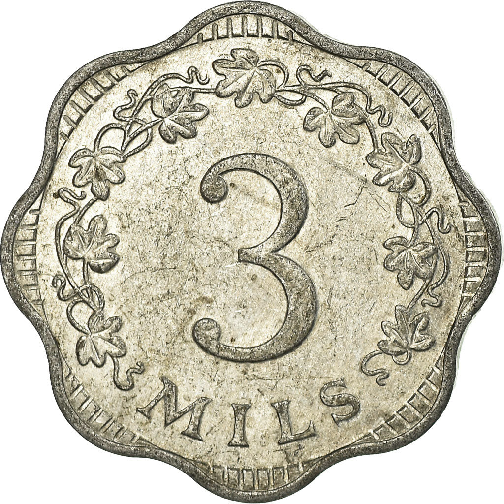 Coin, Malta, 3 Mils, 1972, British Royal Mint, EF(40-45), Aluminum, KM:6