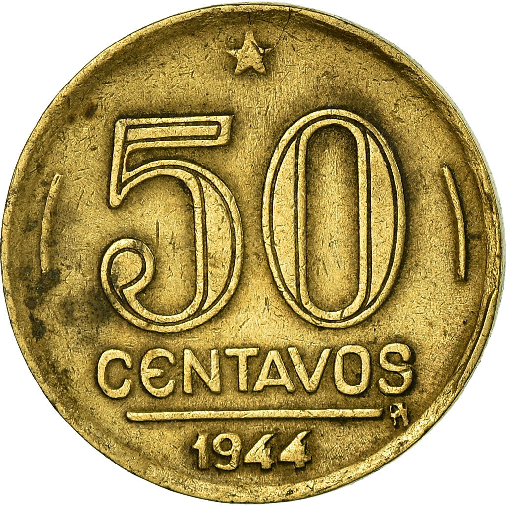 Coin, Brazil, 50 Centavos, 1944, EF(40-45), Aluminum-Bronze, KM:557a