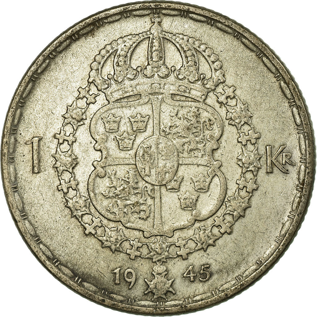 Coin, Sweden, Gustaf V, Krona, 1945, EF(40-45), Silver, KM:814