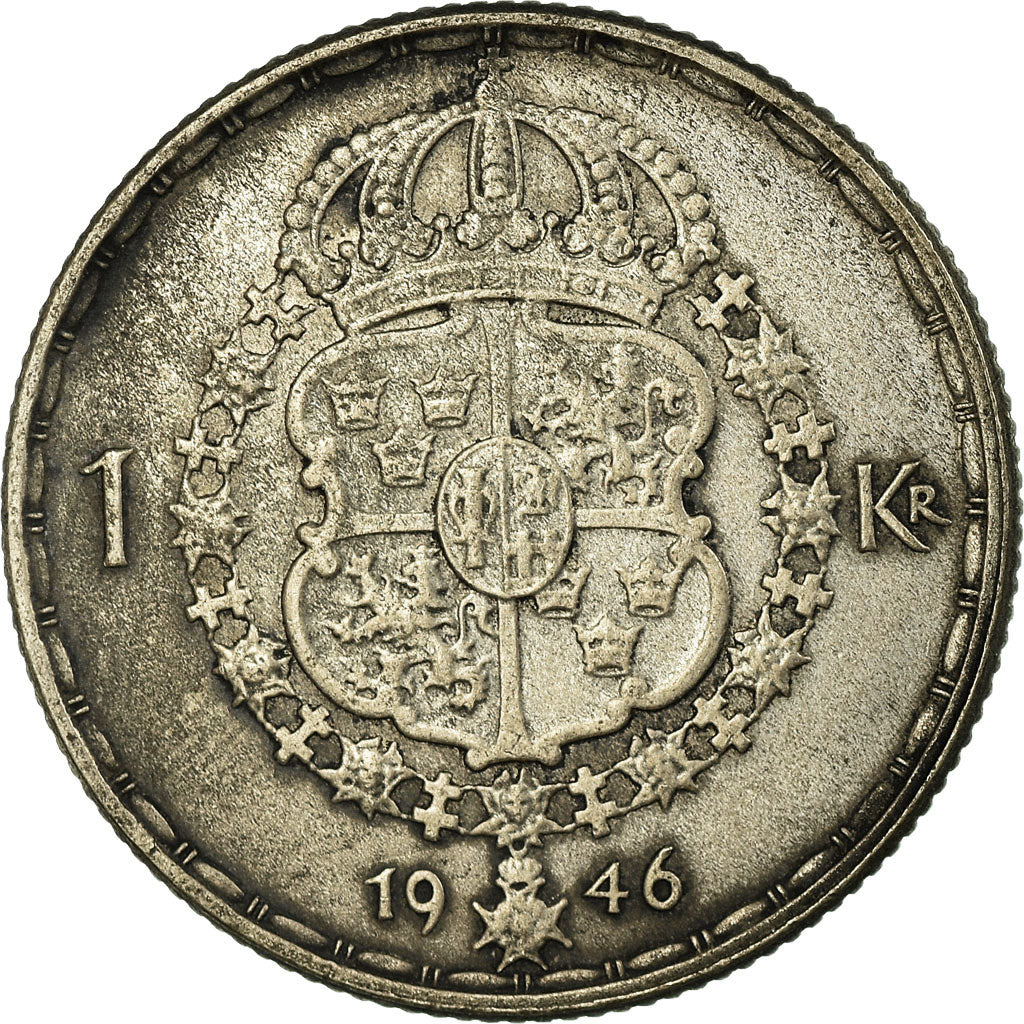 Coin, Sweden, Gustaf V, Krona, 1946, EF(40-45), Silver, KM:814