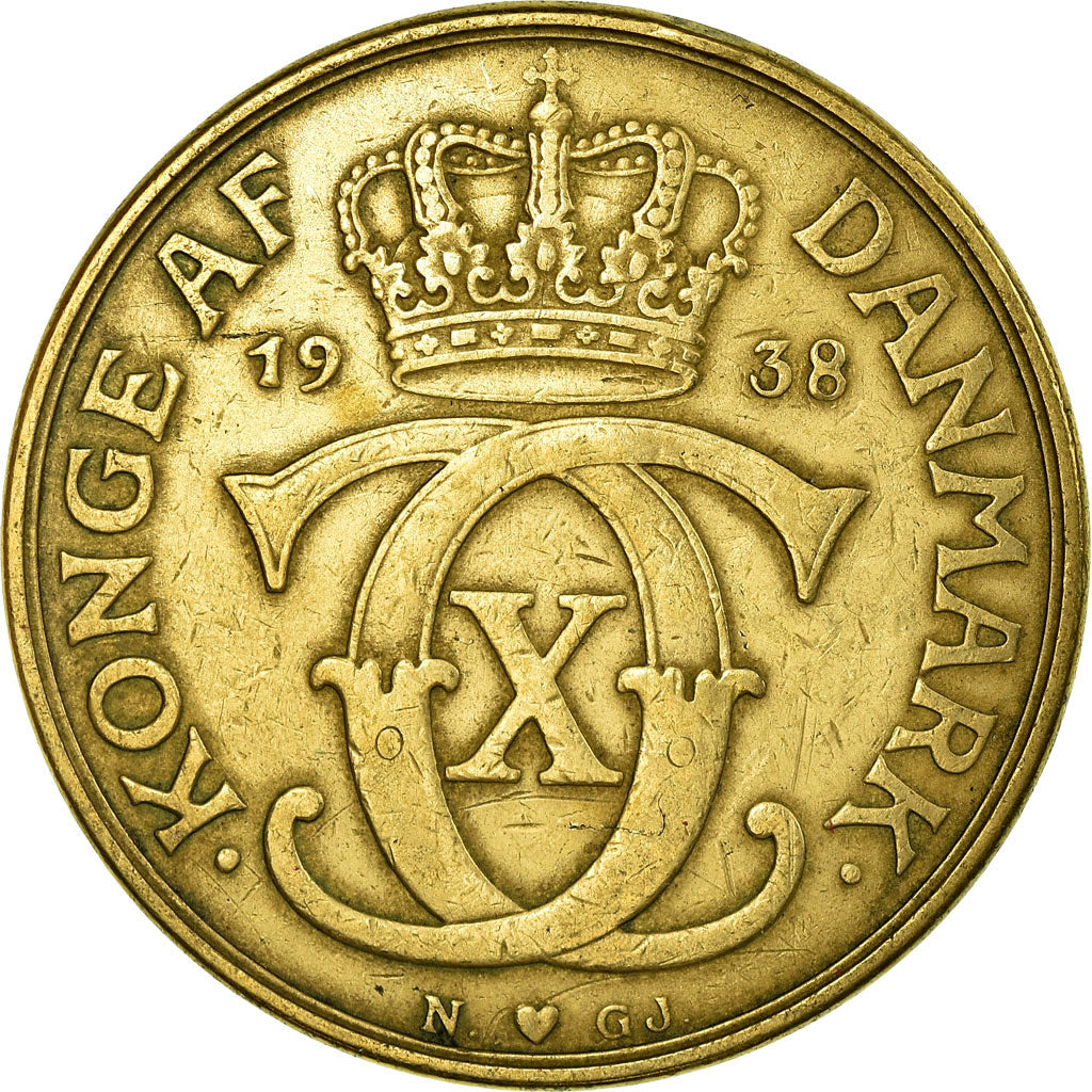 Monnaie, Danemark, Christian X, 2 Kroner, 1938, Copenhagen, TTB