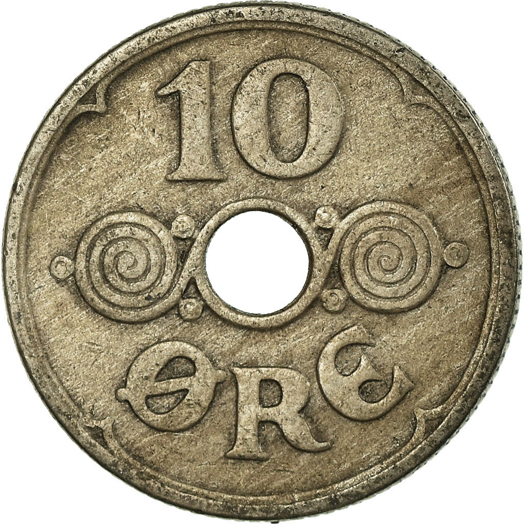 Moneta, Danimarca, Christian X, 10 Öre, 1931, Copenhagen, BB, Rame-nichel