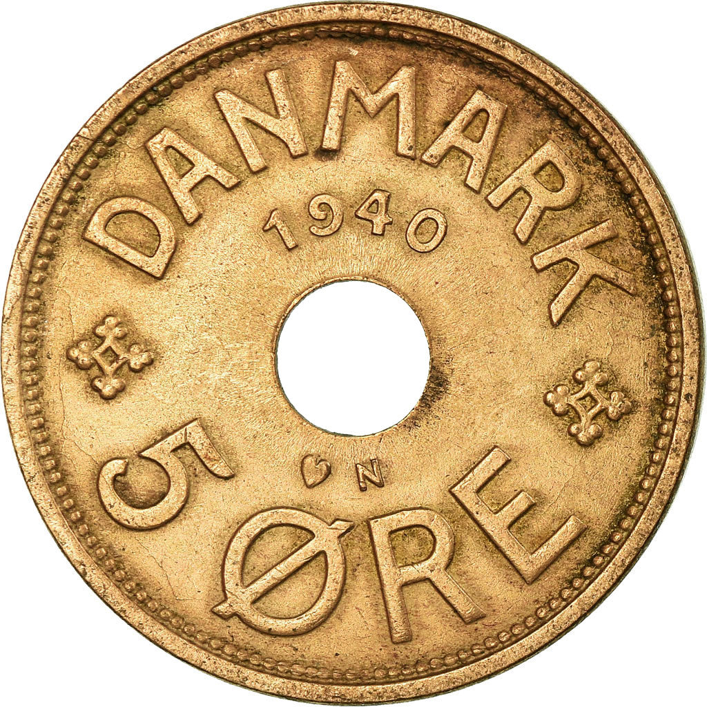Coin, Denmark, Christian X, 5 Öre, 1940, Copenhagen, EF(40-45), Bronze