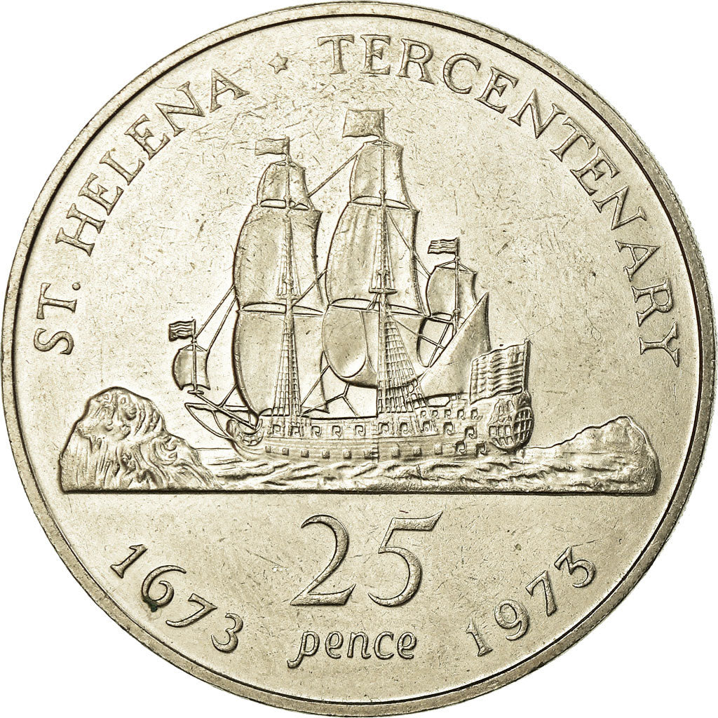 Coin, Saint Helena, Elizabeth II, 25 Pence, Crown, 1973, AU(55-58)