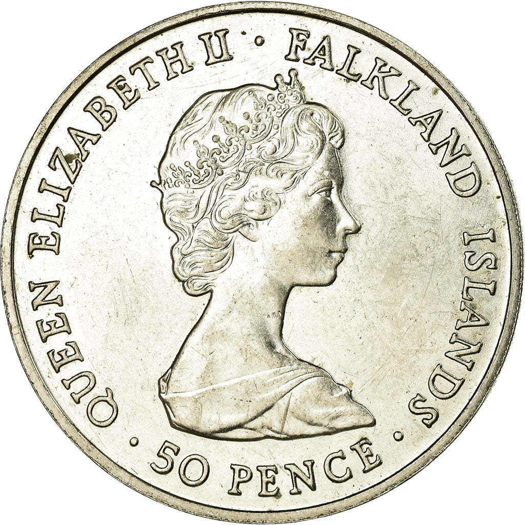 Munten, Falkland Eilanden, Elizabeth II, 50 Pence, 1980, PR, Copper-nickel