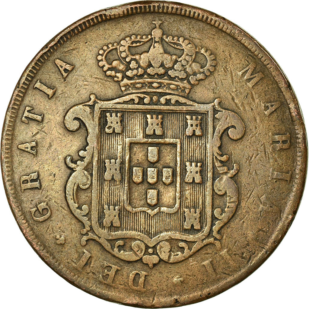 Coin, Portugal, Maria II, 20 Reis, 1847, VF(30-35), Copper, KM:482