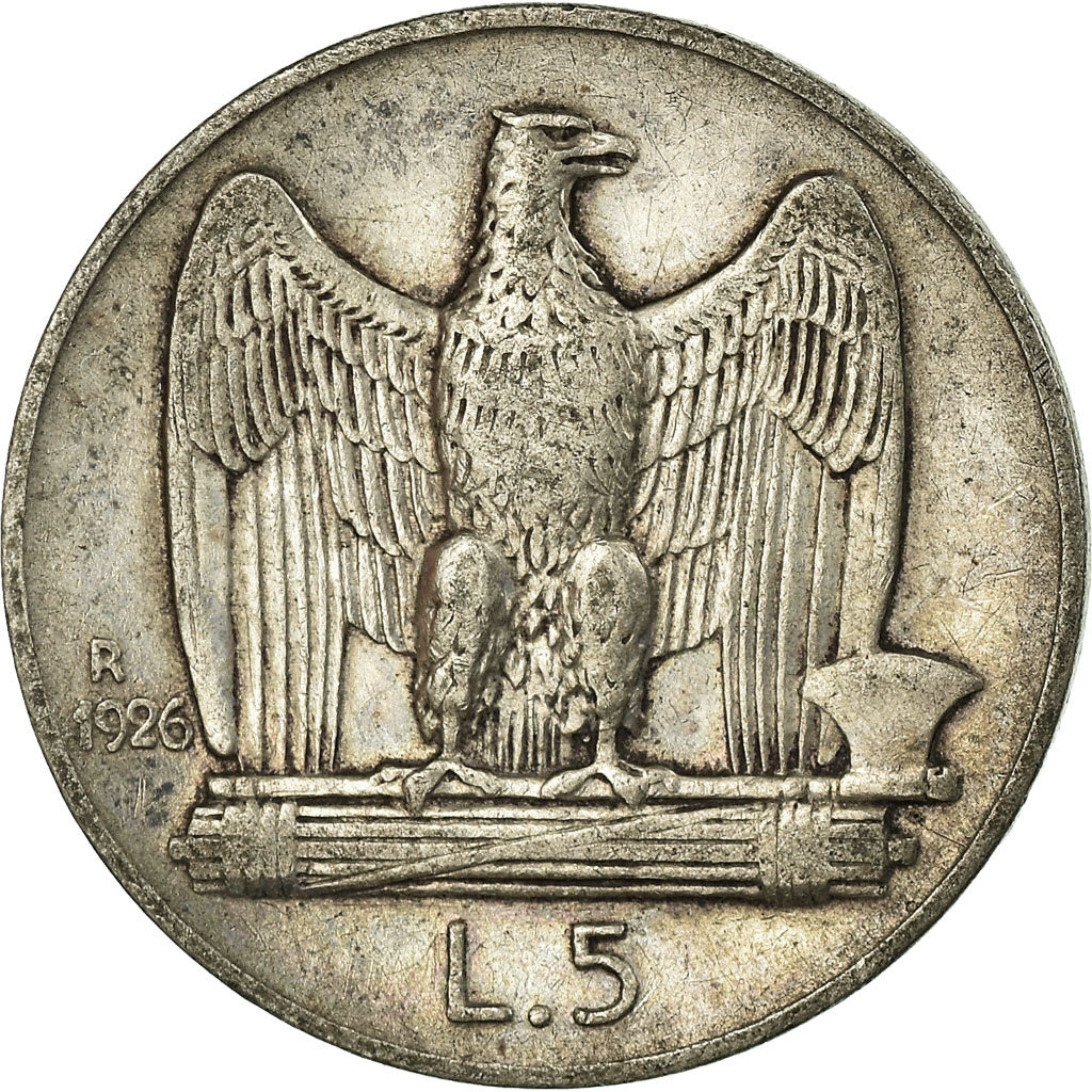 Coin, Italy, Vittorio Emanuele III, 5 Lire, 1926, Rome, EF(40-45), Silver