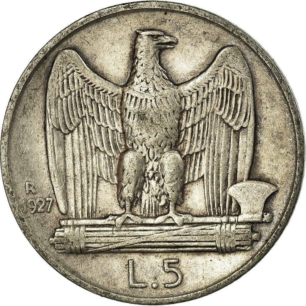 Coin, Italy, Vittorio Emanuele III, 5 Lire, 1926, Rome, EF(40-45), Silver