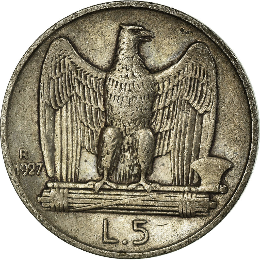 Coin, Italy, Vittorio Emanuele III, 5 Lire, 1927, Rome, EF(40-45), Silver