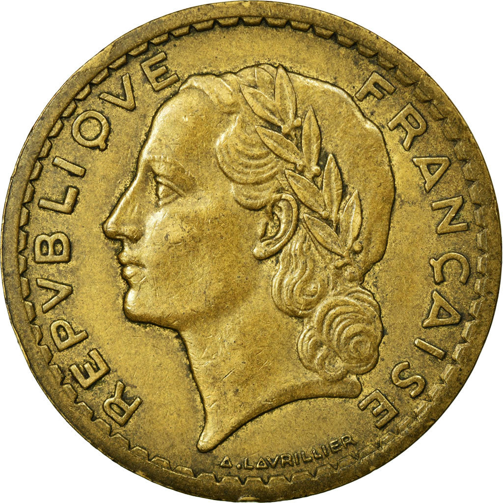 Coin, France, Lavrillier, 5 Francs, 1945, EF(40-45), Aluminum-Bronze, KM:888a.2