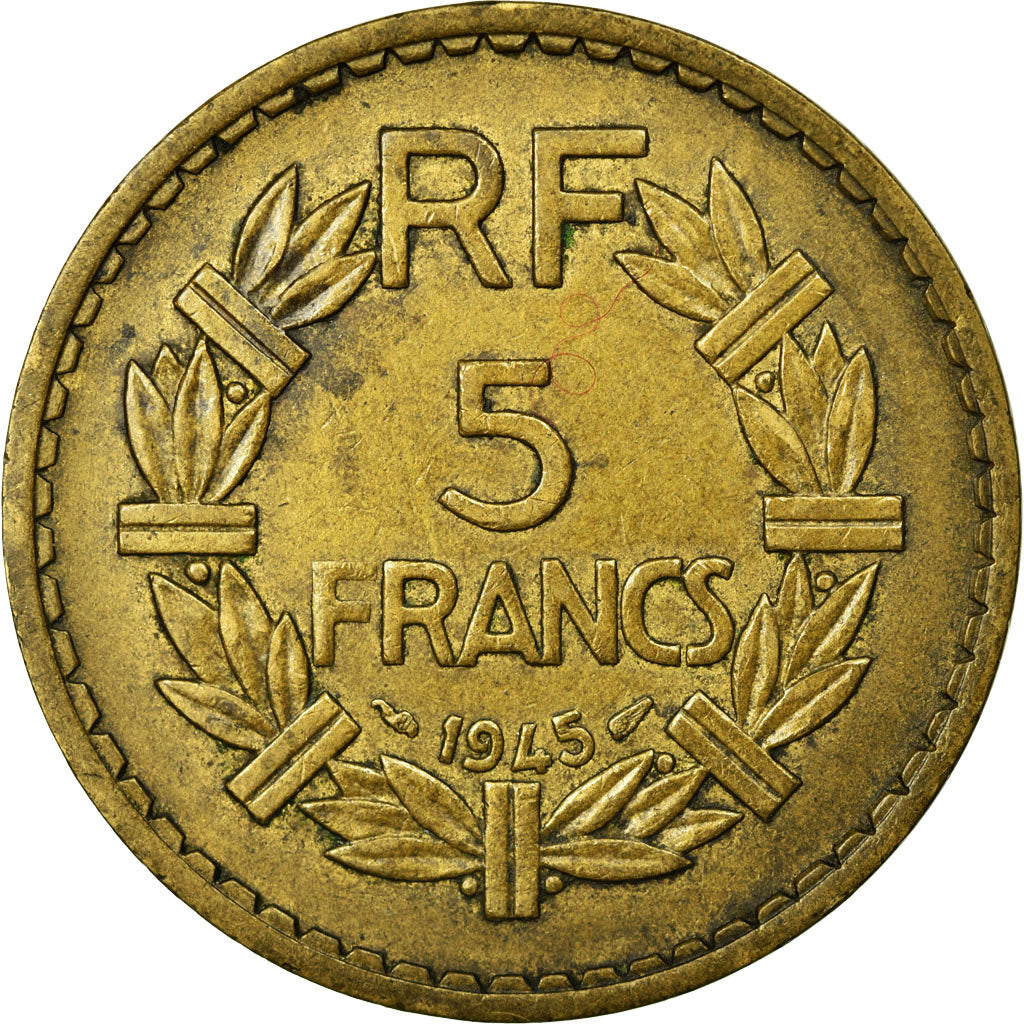 Coin, France, Lavrillier, 5 Francs, 1945, EF(40-45), Aluminum-Bronze, KM:888a.2