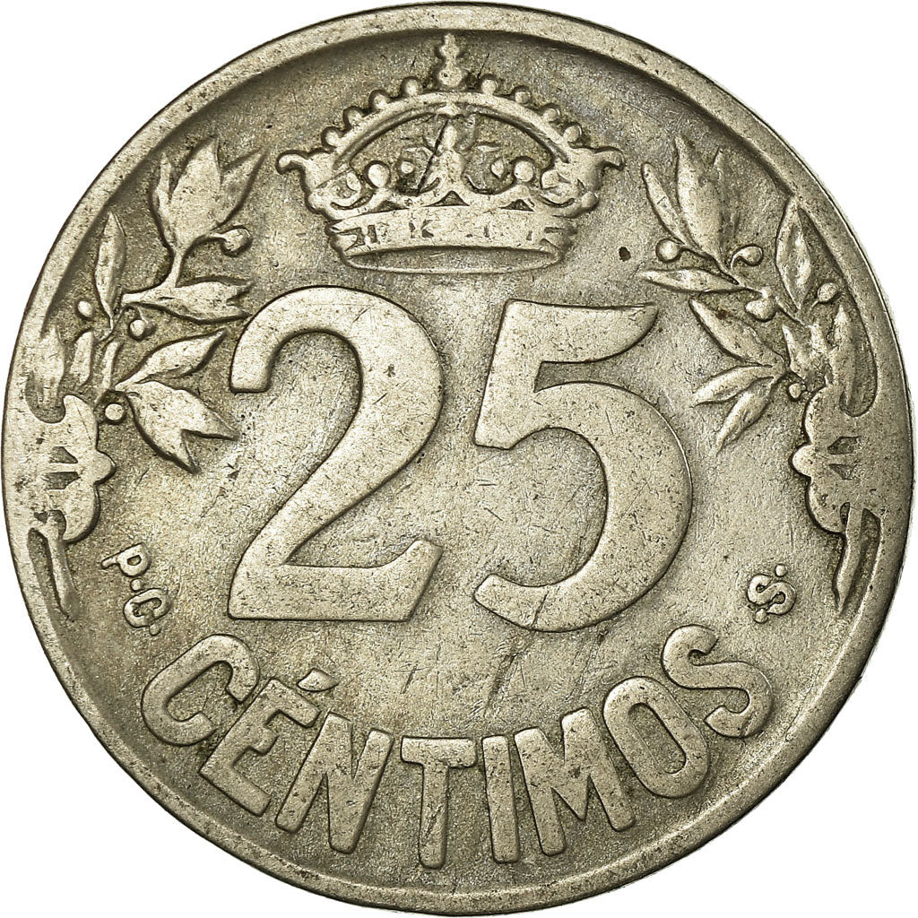 Coin, Spain, Alfonso XIII, 25 Centimos, 1925, Madrid, VF(30-35), Copper-nickel