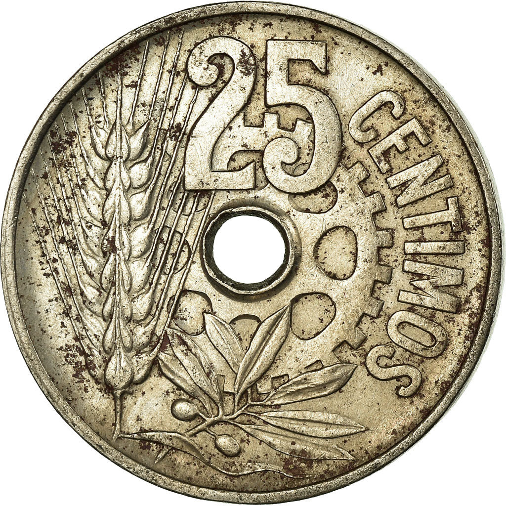 Coin, Spain, 25 Centimos, 1934, EF(40-45), Copper-nickel, KM:751