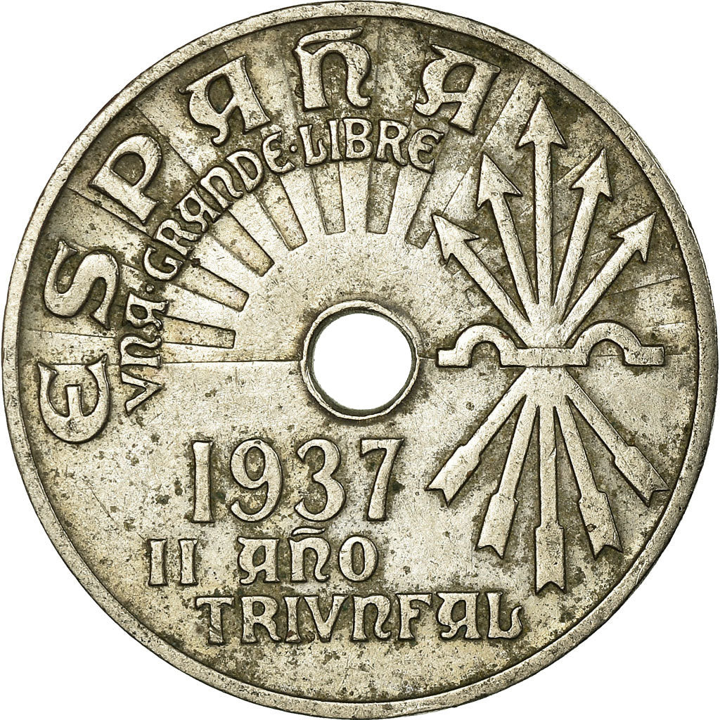 Monnaie, Espagne, 25 Centimos, 1937, Vienna, TTB, Copper-nickel, KM:753
