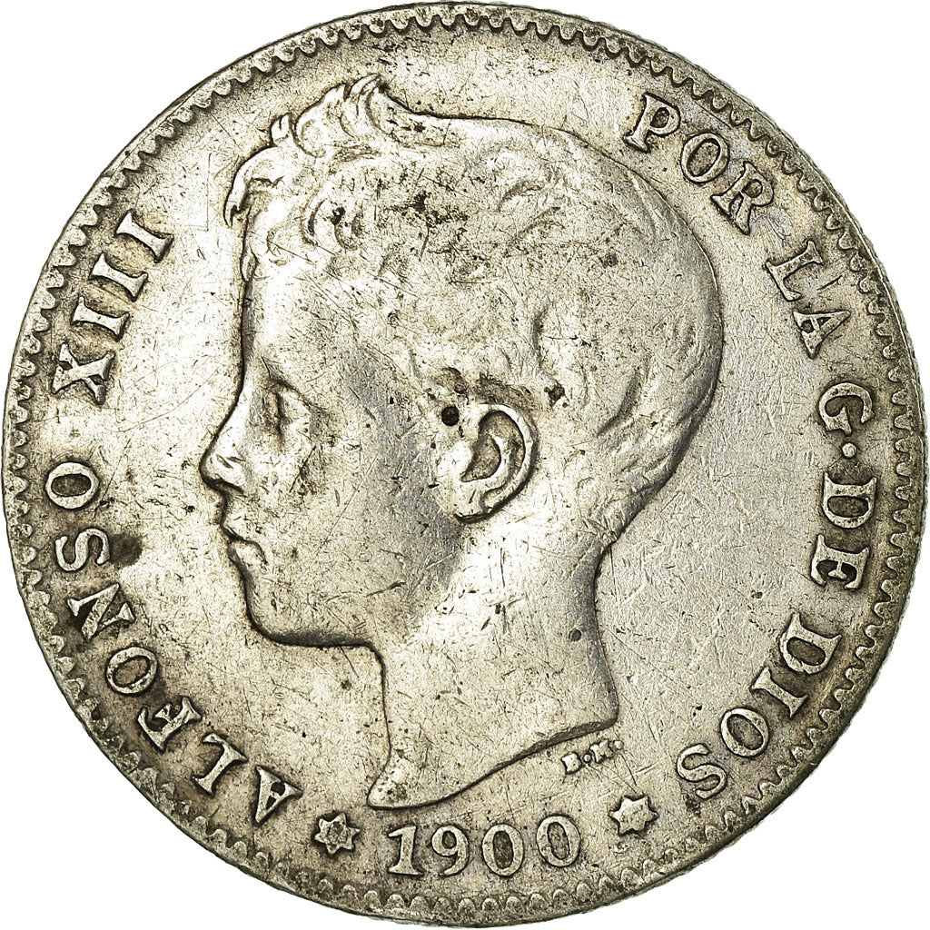 Coin, Spain, Alfonso XIII, Peseta, 1900, VF(30-35), Silver, KM:706