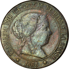 Coin, Spain, Isabel II, 5 Centimos, 1868, F(12-15), Copper, KM:635.1