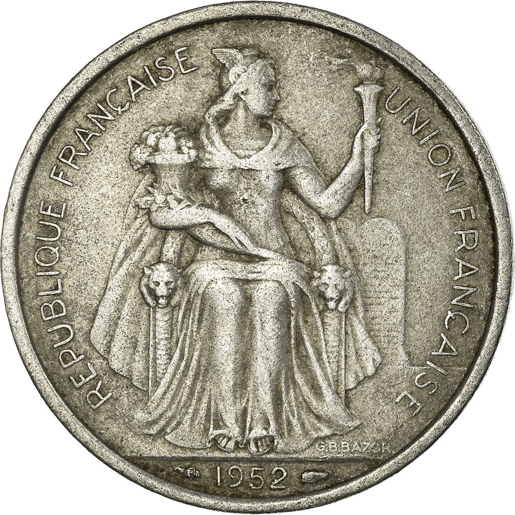 Coin, FRENCH OCEANIA, 5 Francs, 1952, EF(40-45), Aluminum, KM:4