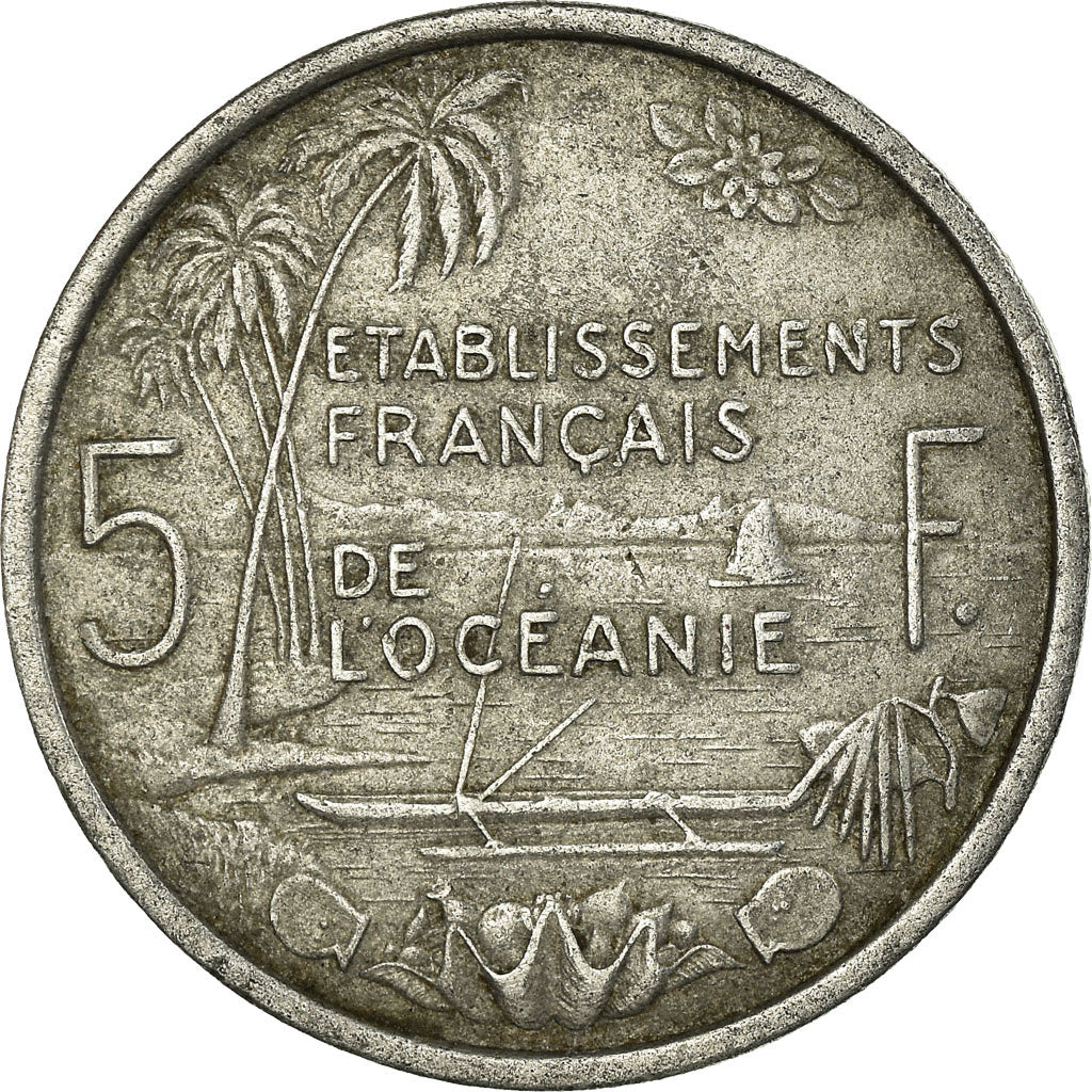 Coin, FRENCH OCEANIA, 5 Francs, 1952, EF(40-45), Aluminum, KM:4