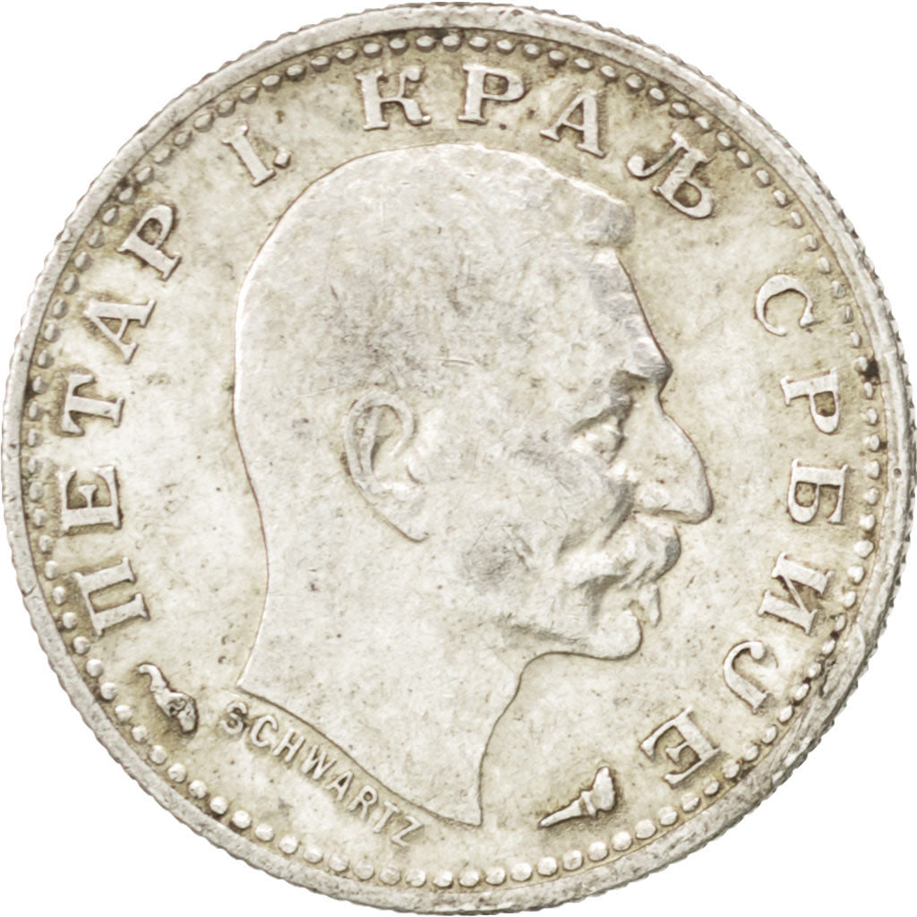 SERBIA, 50 Para, 1915, Paris, KM #24.5, EF(40-45), Silver, 18, 2.50