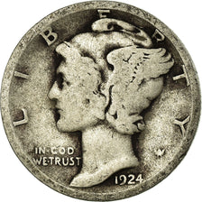 Moneta, Stati Uniti, Mercury Dime, Dime, 1924, U.S. Mint, Philadelphia, MB